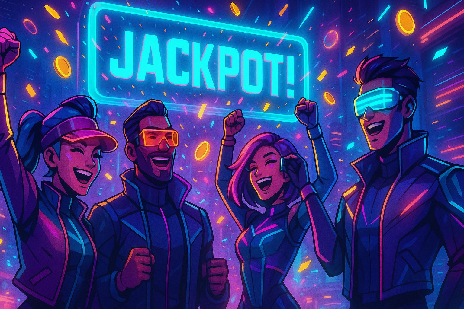 Pemuda bermain slot online di ponsel dalam gelap dengan grafis neon